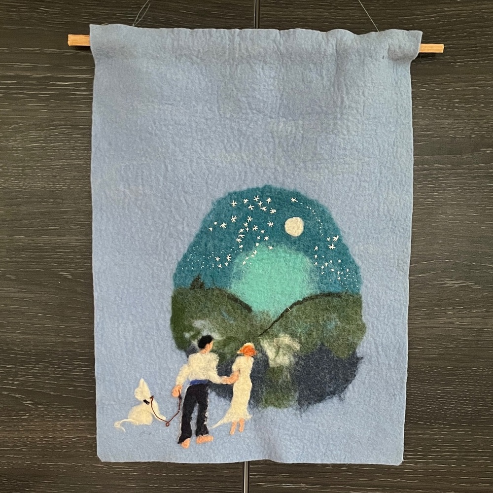 Hand Felted wall Hanging Moonlight Serenade